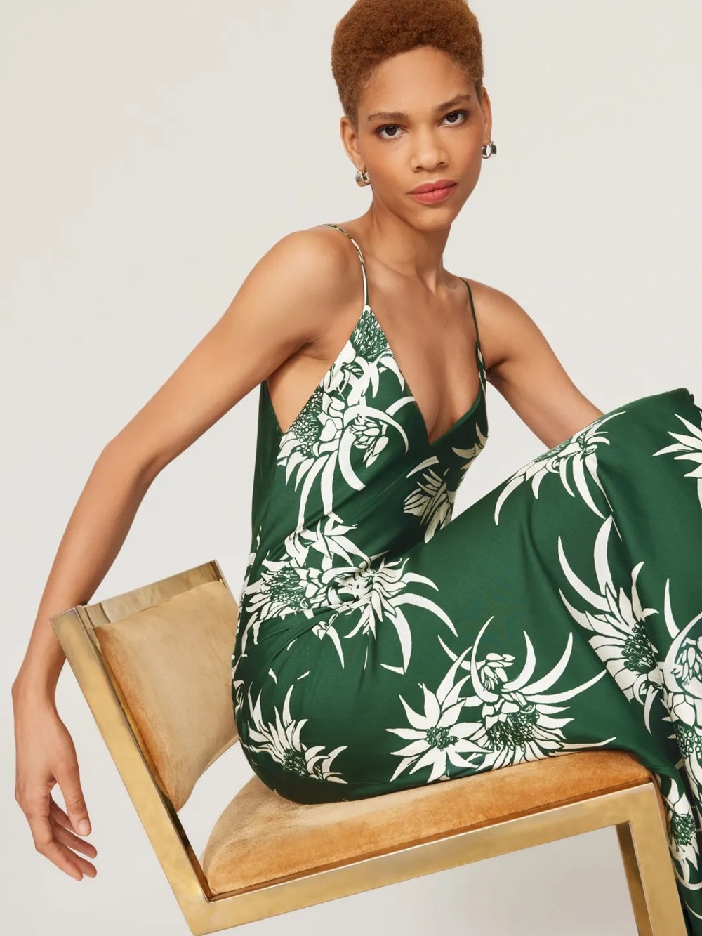Rag and Bone Larissa Silk Slip Dress in Green Multi Size: 00 - Picture 2 of 16